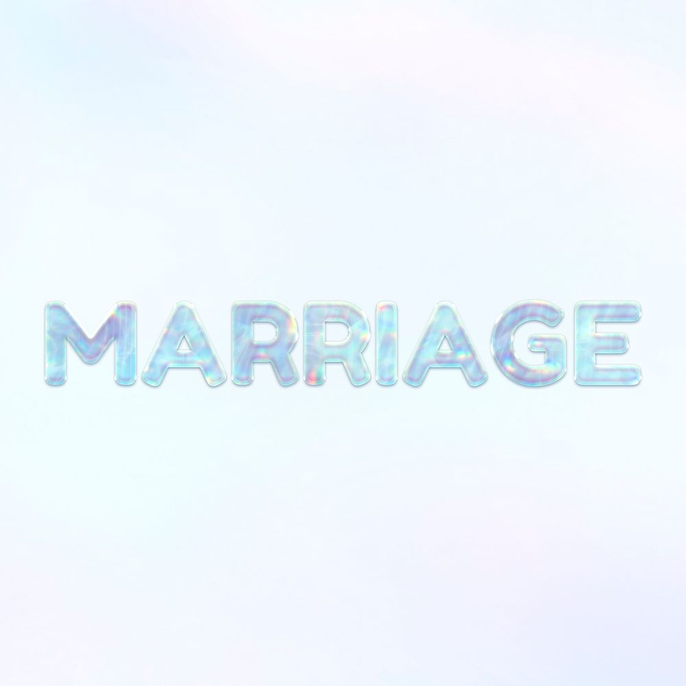 Marriage text shiny holographic pastel feminine