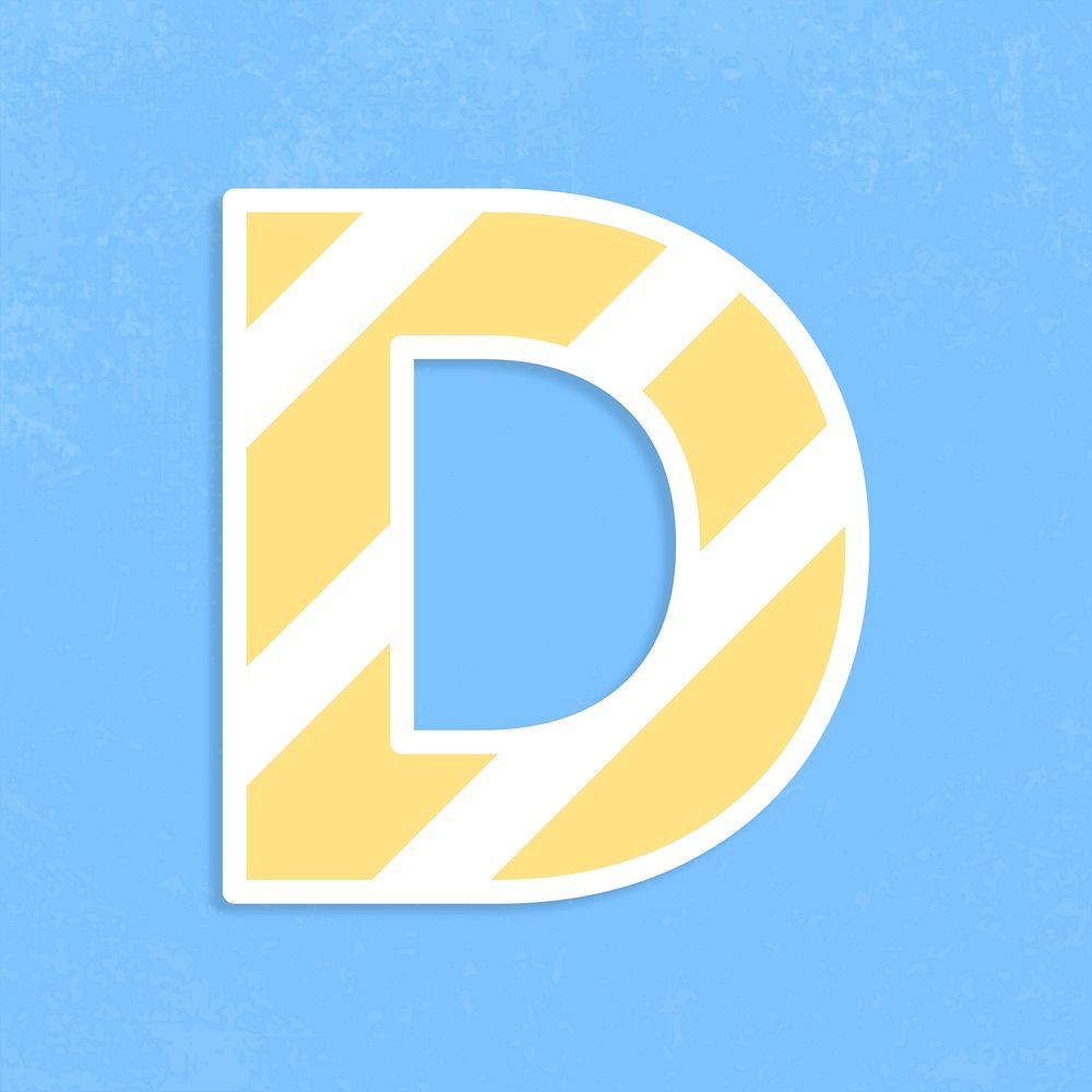 Letter d sticker typography psd 