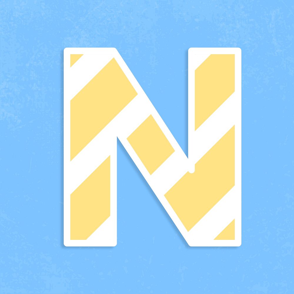 Letter n sticker typography psd capital