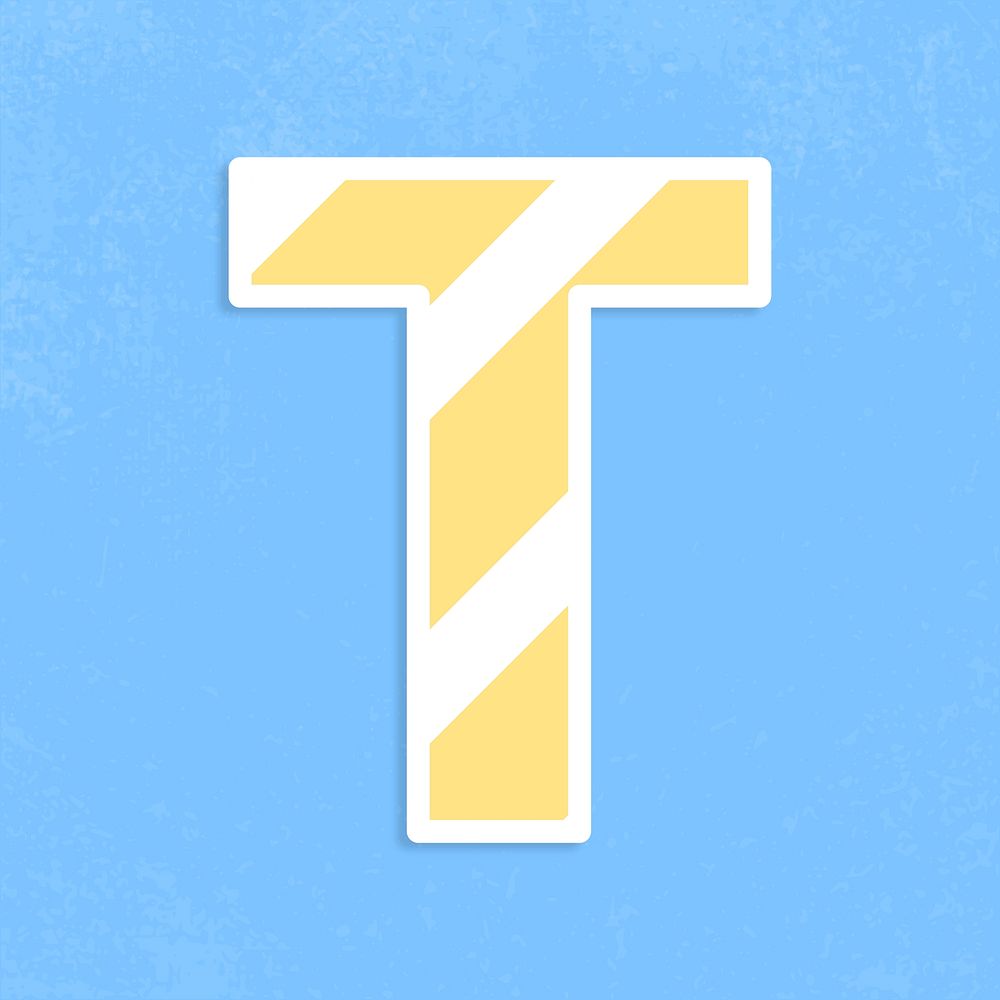 Letter t sticker typography psd capital
