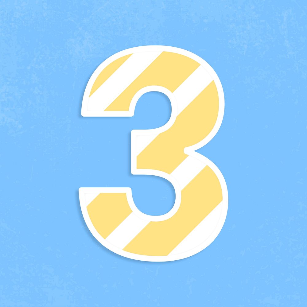 Number three font graphic psd stripe pattern