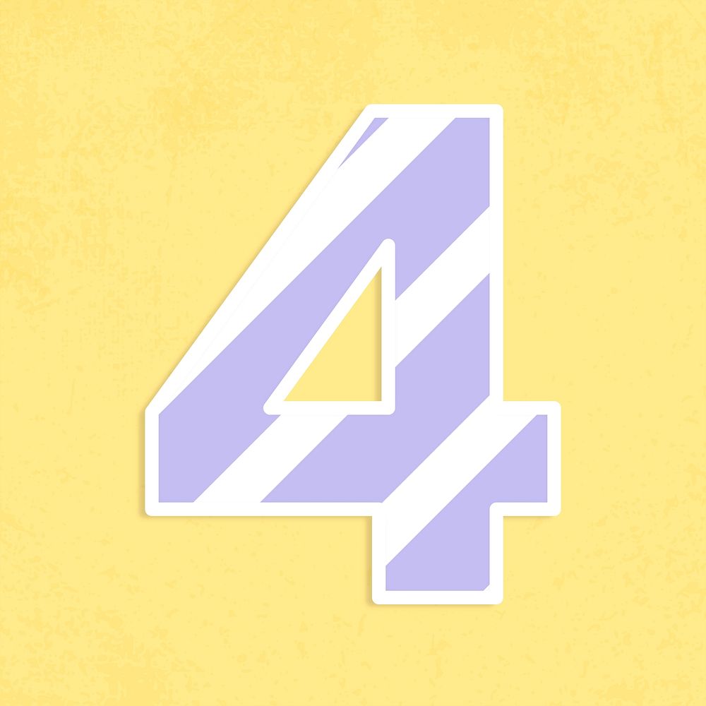 Number 4 font sticker graphic psd