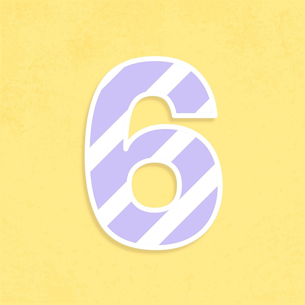 Number 6 font colorful graphic vector