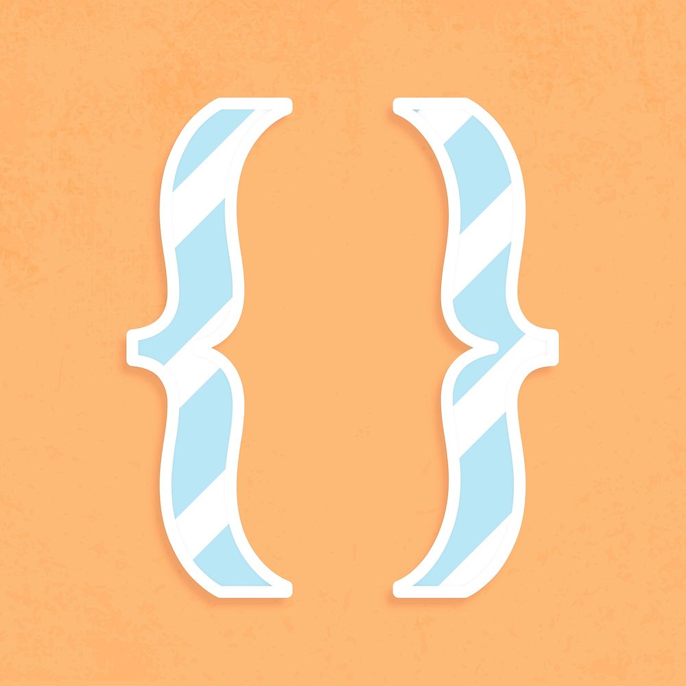Curly brackets mark font vector stripe pattern