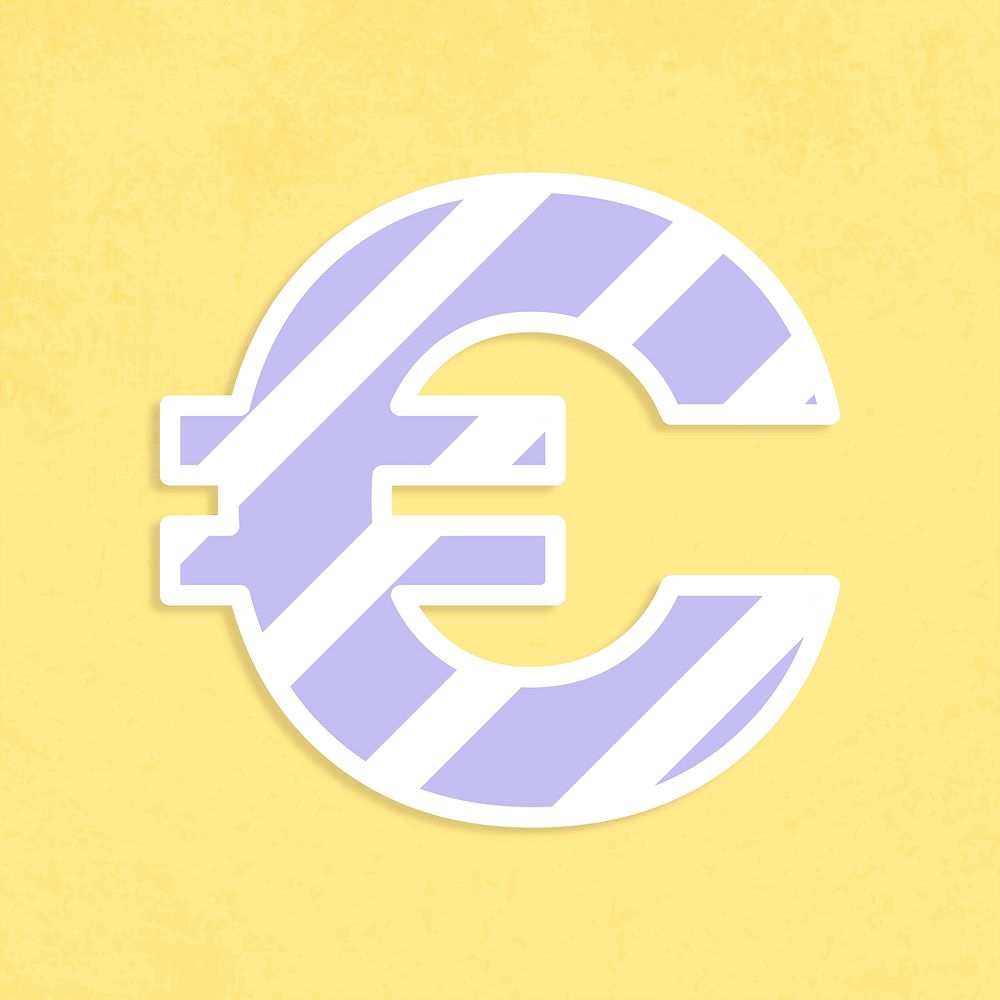 Euro symbol colorful sticker psd 