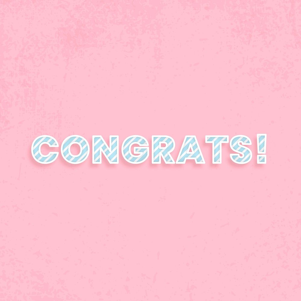 Congrats word vector candy stripe font block letter typography