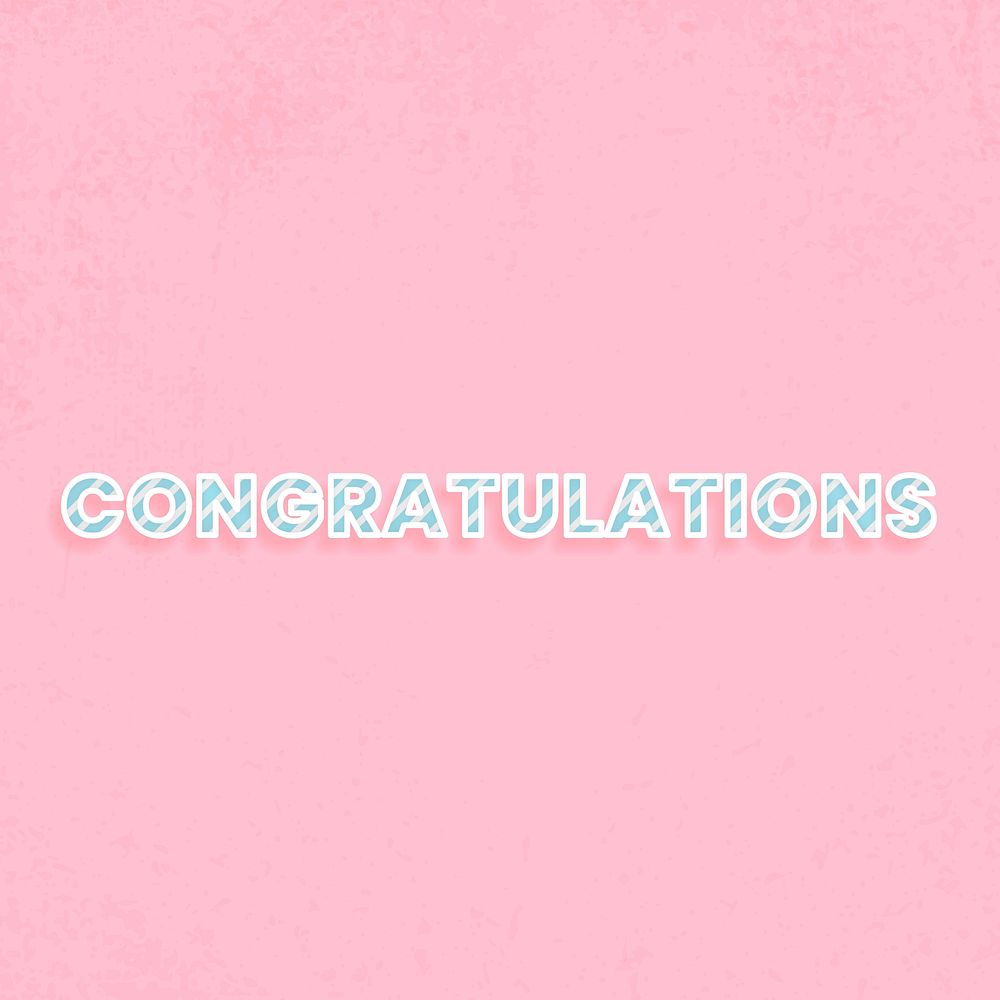 Congratulations word lettering diagonal stripe font typography