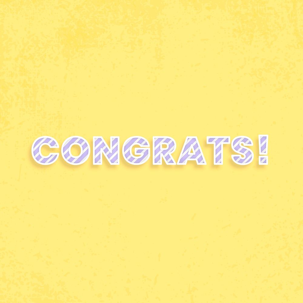 Word congrats! lettering candy cane font typography