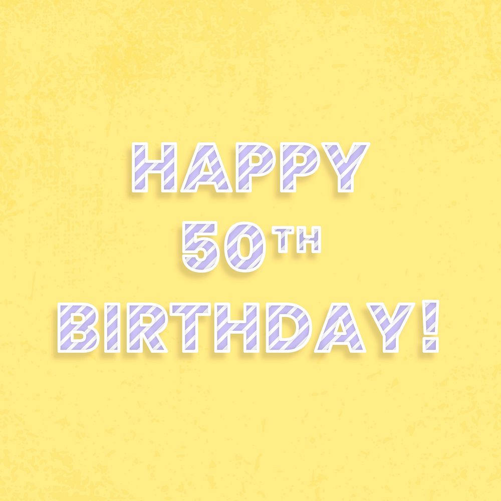 Happy 50th birthday word vector candy stripe font