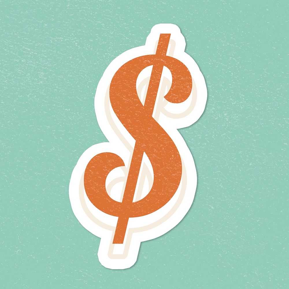 Dollar sign vintage typography icon sticker