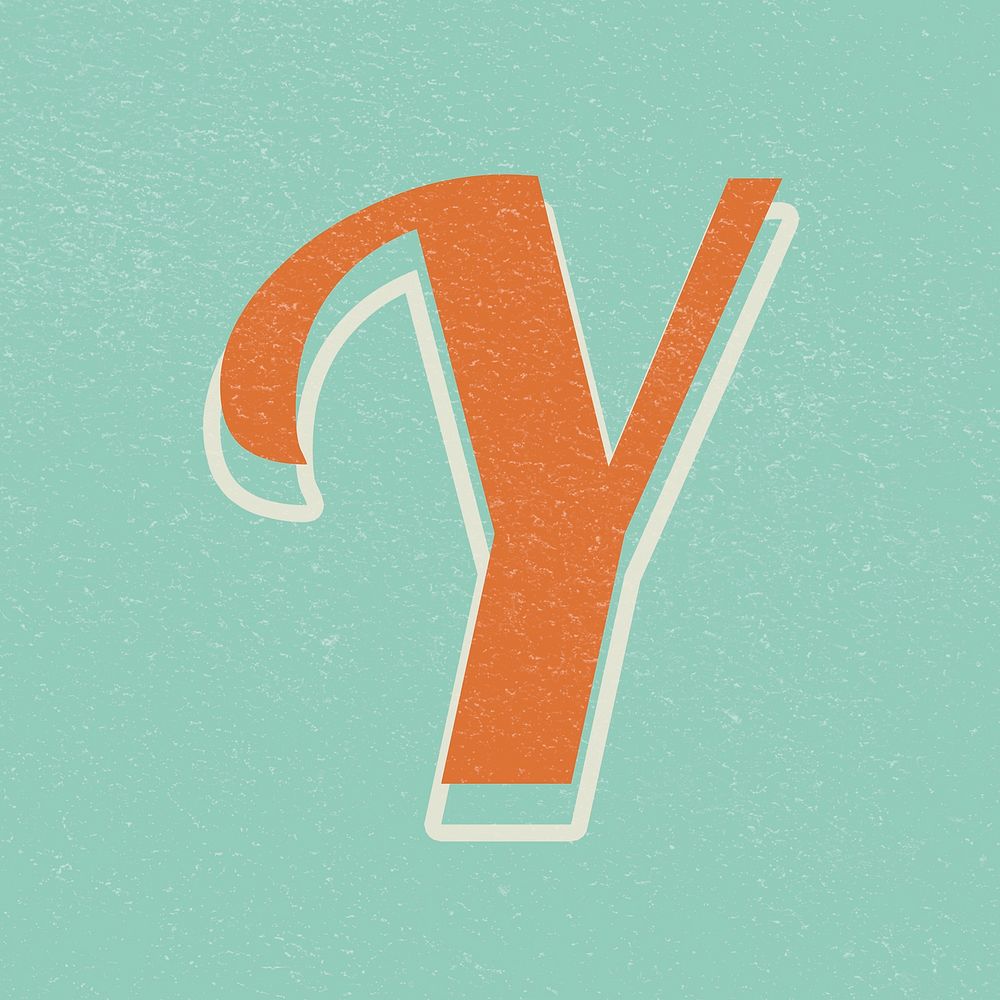 Retro letter Y bold vintage lettering typography 