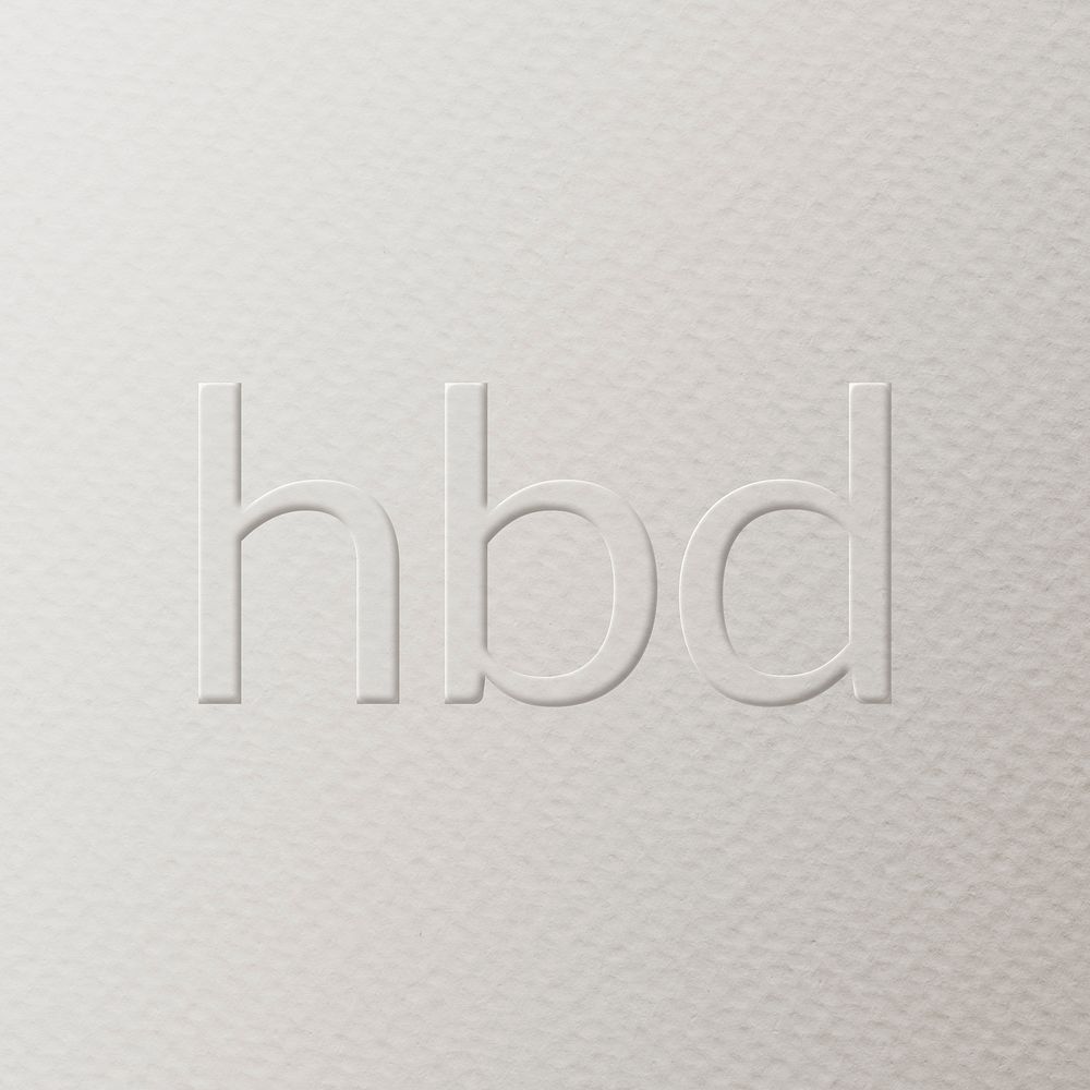 HBD embossed font white paper background