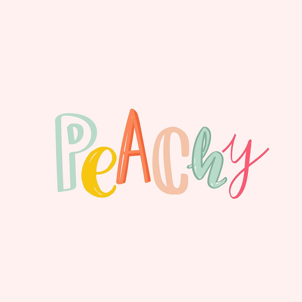 Doodle font peachy lettering hand drawn