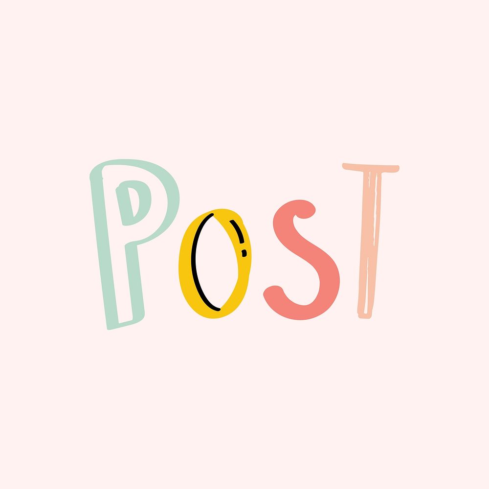 Post doodle word colorful vector clipart
