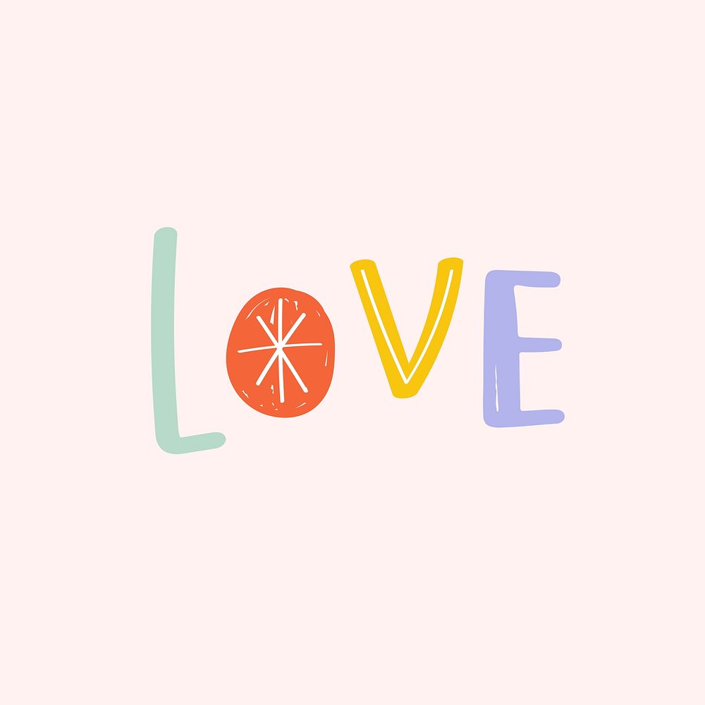 Love typography vector doodle text