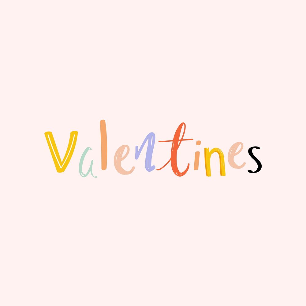 Valentines typography vector doodle text