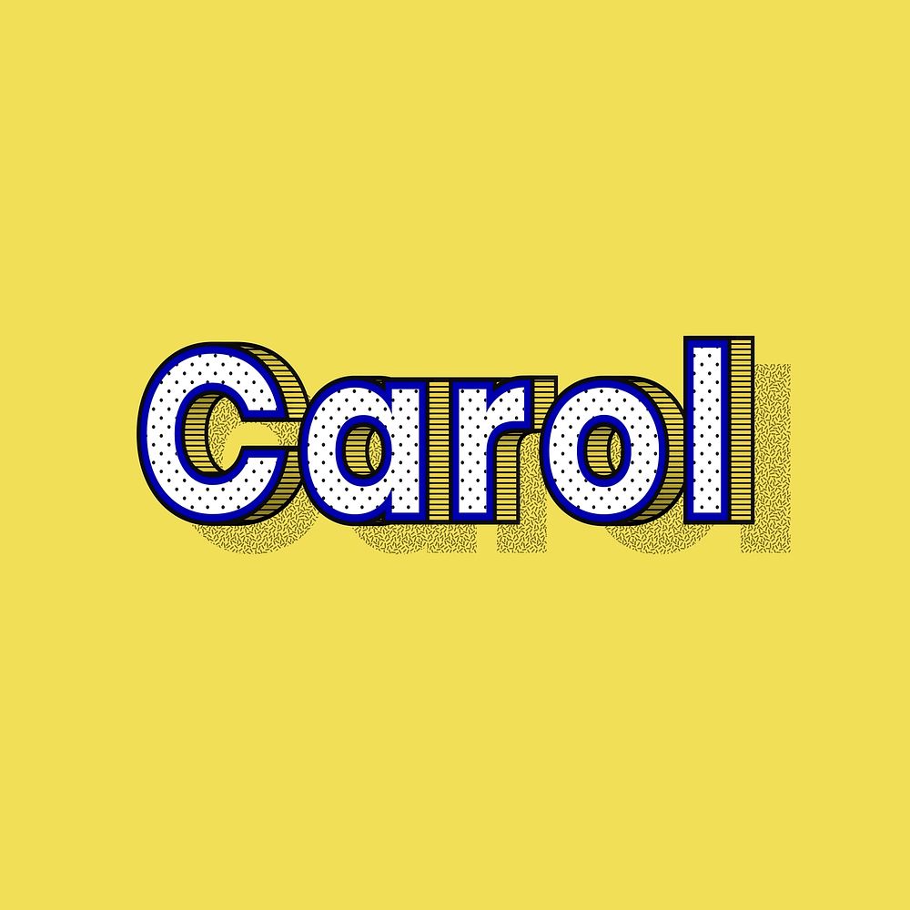 Carol name lettering font shadow retro typography