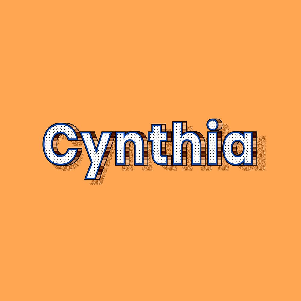 Cynthia female name retro polka dot lettering