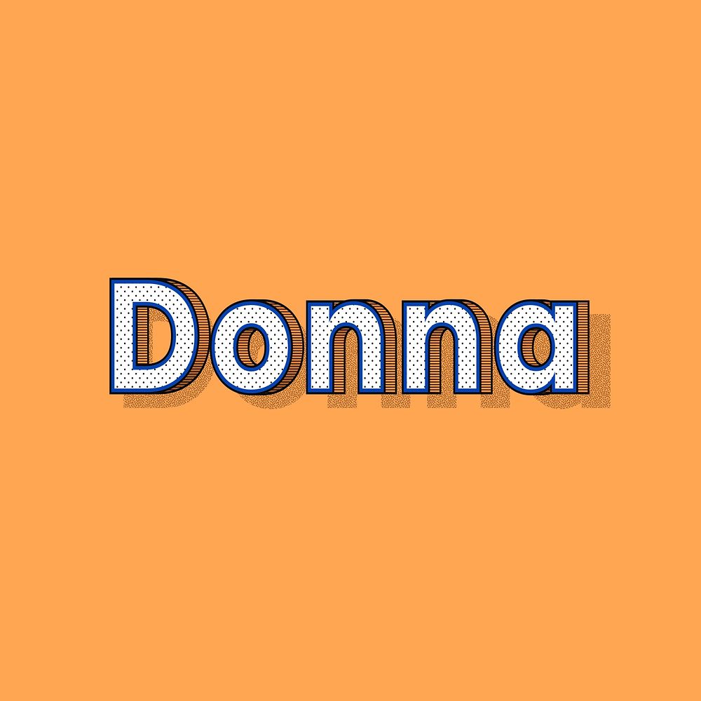 Donna name lettering font shadow retro typography