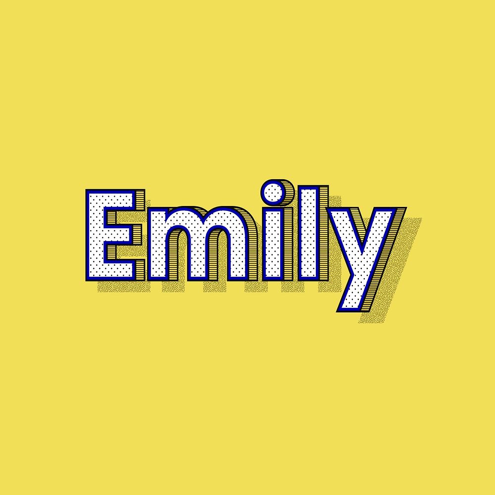 Emily name lettering font shadow retro typography
