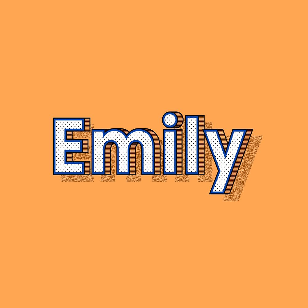 Emily female name retro polka dot lettering