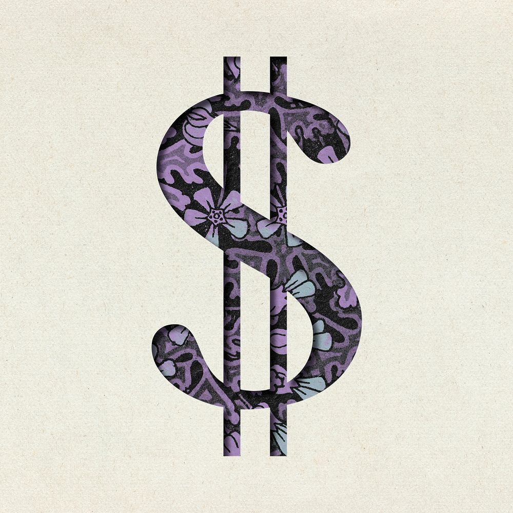 Dollar sign psd punctuation in retro font