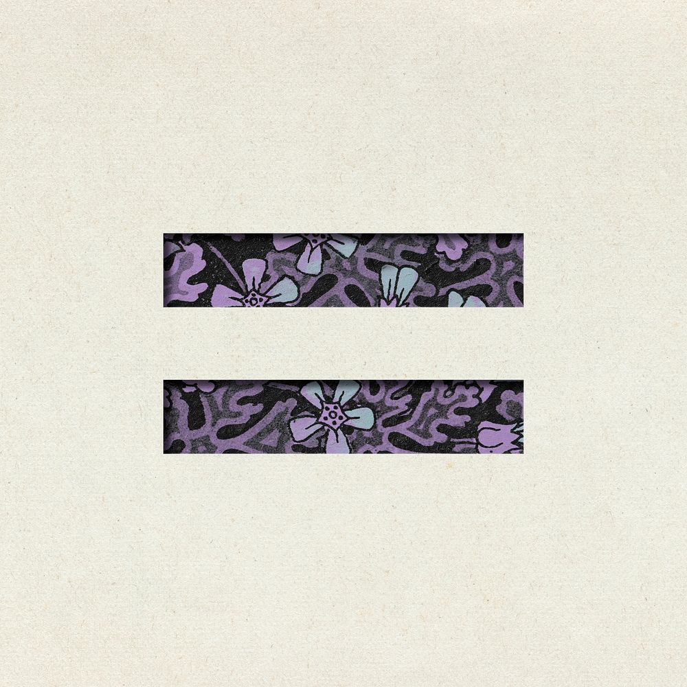 Vintage floral purple Equals sign psd symbol typography