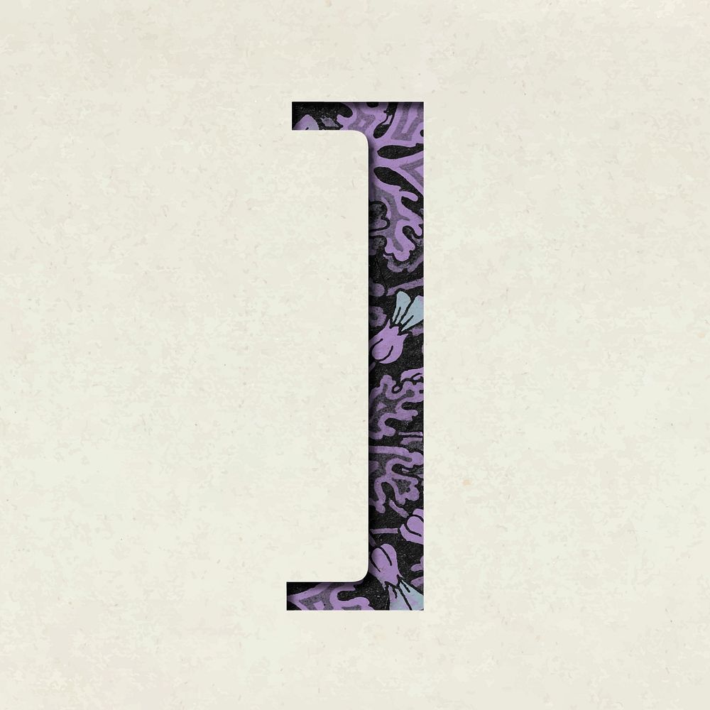 Vintage purple Right bracket vector symbol typography
