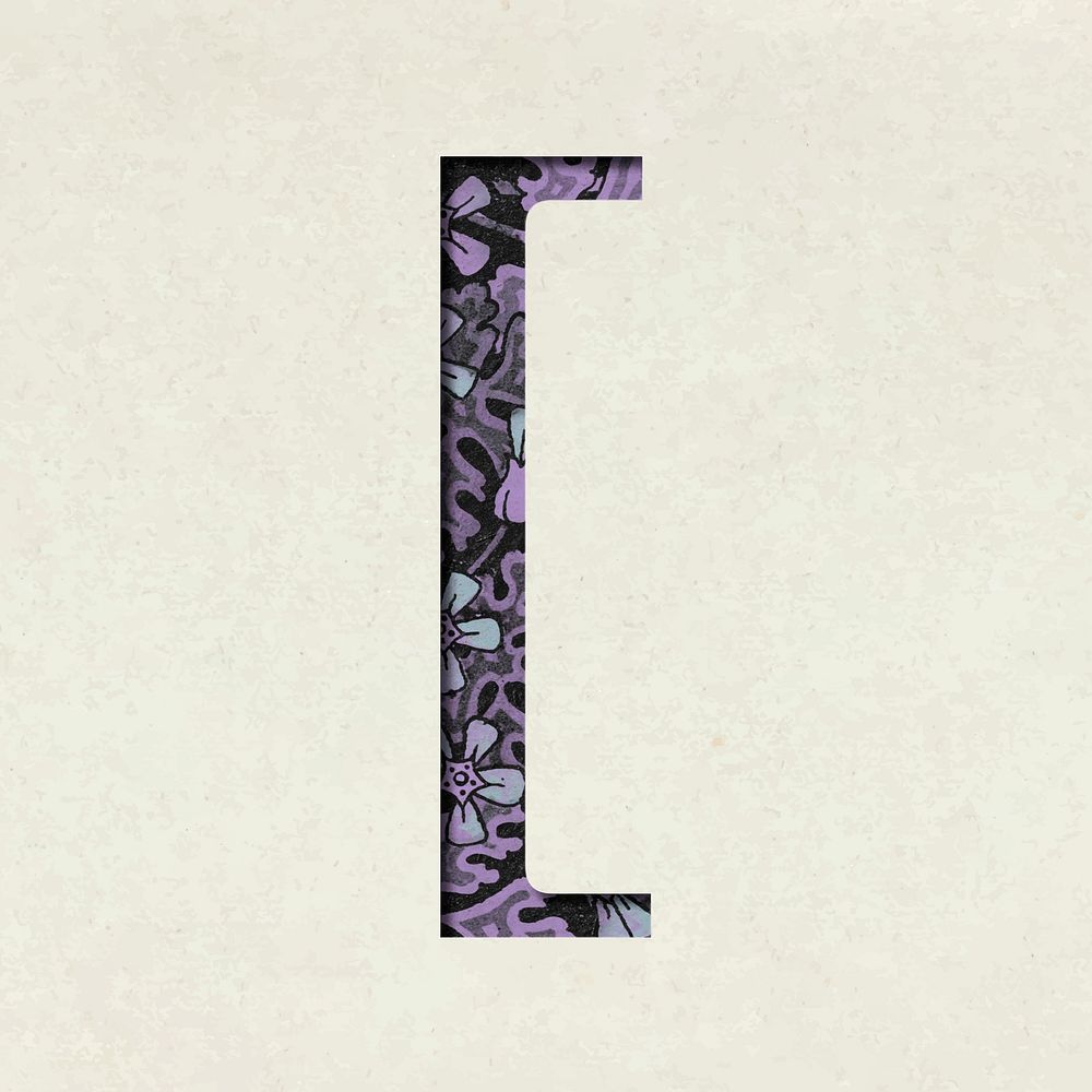 Vintage purple Left bracket vector symbol typography