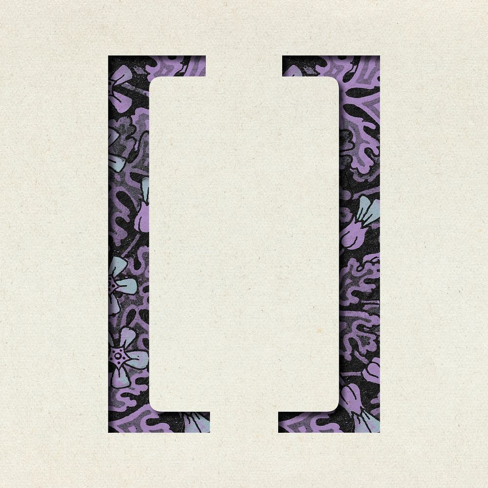 Vintage purple Left and Right bracket psd symbol typography