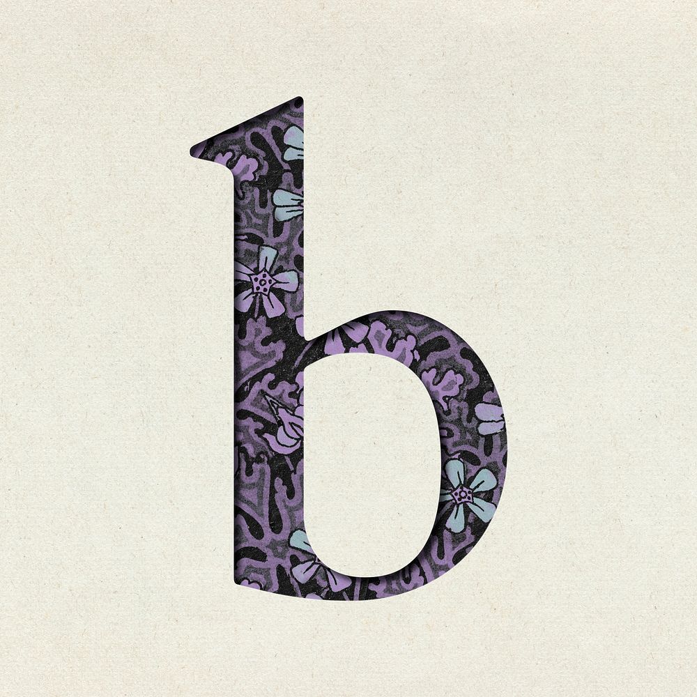 Vintage purple letter B psd typography