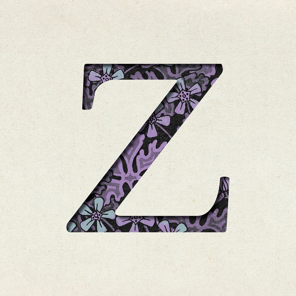 Vintage purple letter psd Z typography