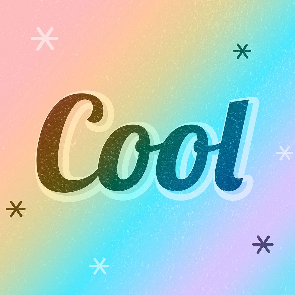 Cool word colorful star patterned typography