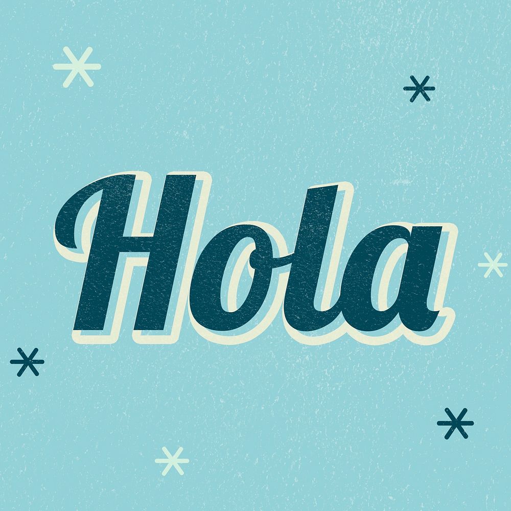 Hola word colorful star patterned typography