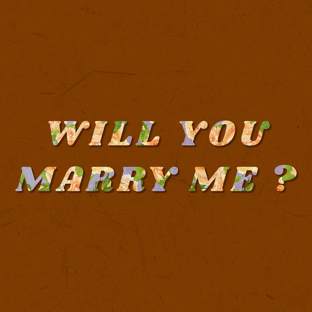 Colorful will you marry me? proposal vintage font
