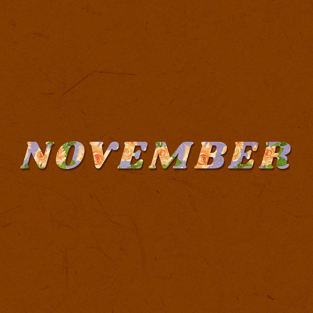 Floral November retro pattern typography