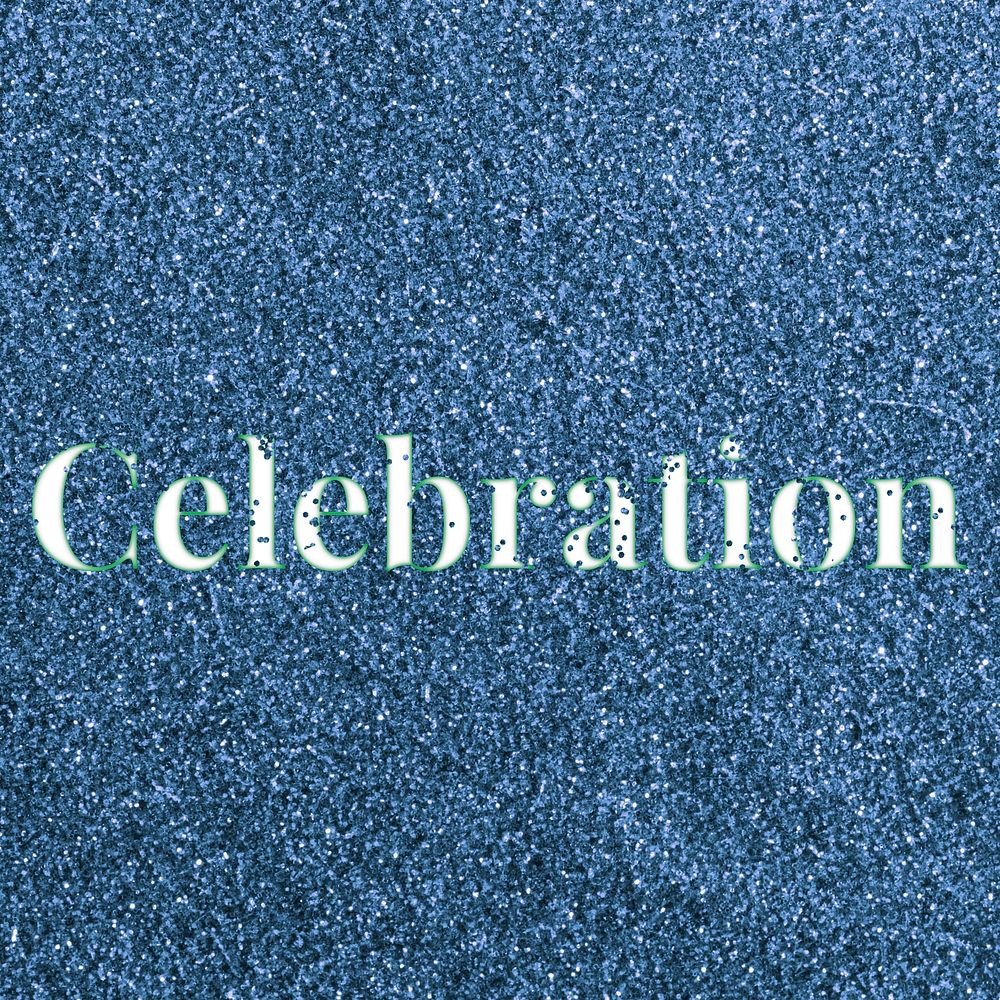 Blue glitter celebration text typography festive effect