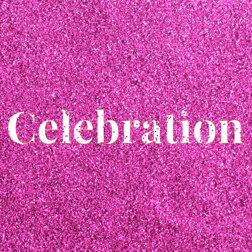 Pink glitter celebration lettering typography festive effect