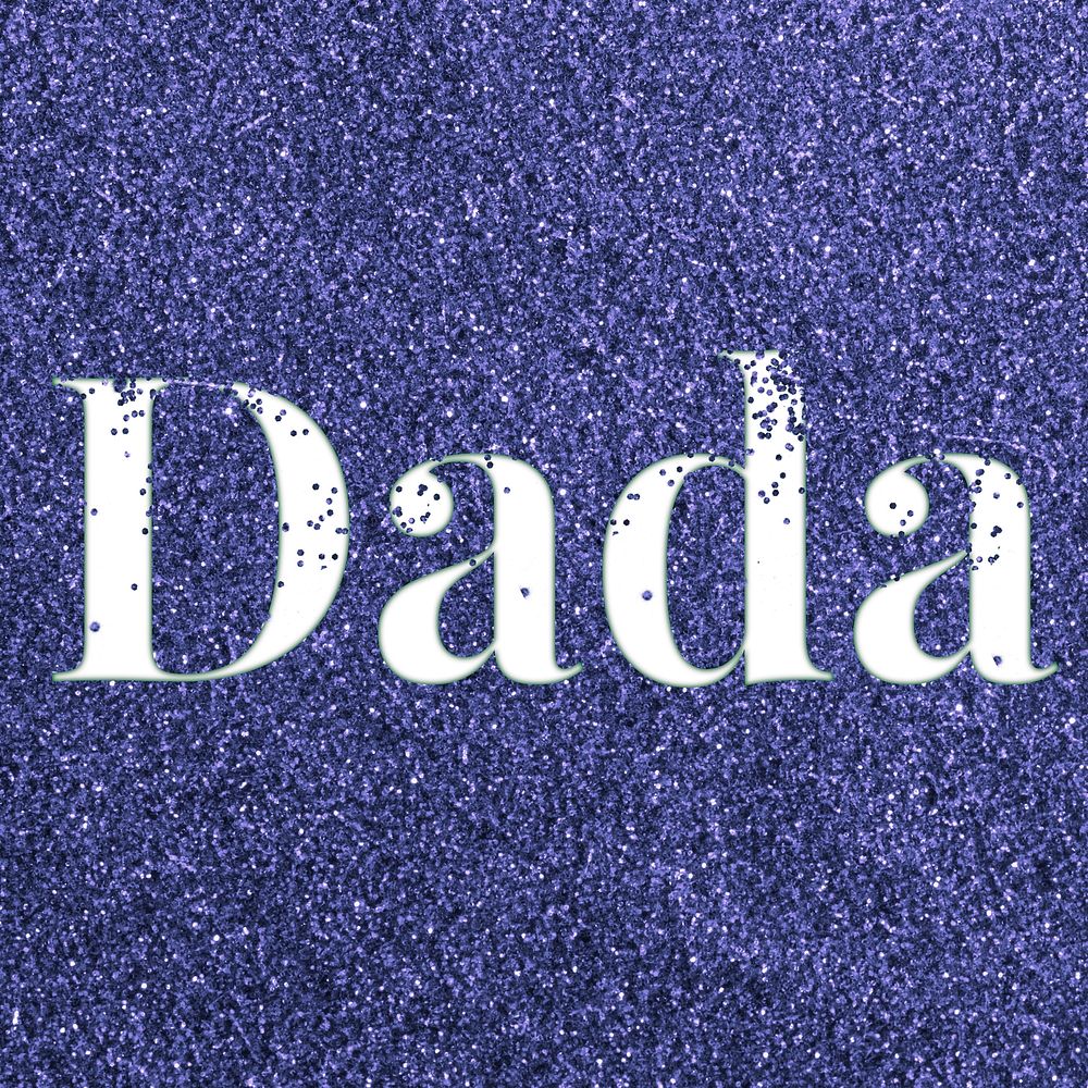 Dark blue glitter dada lettering typography festive effect