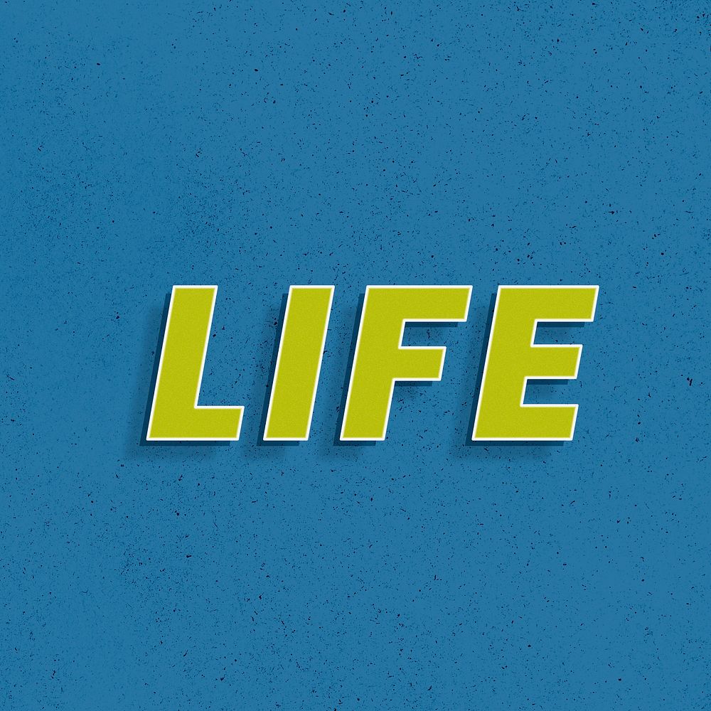 Bold text life word retro font lettering