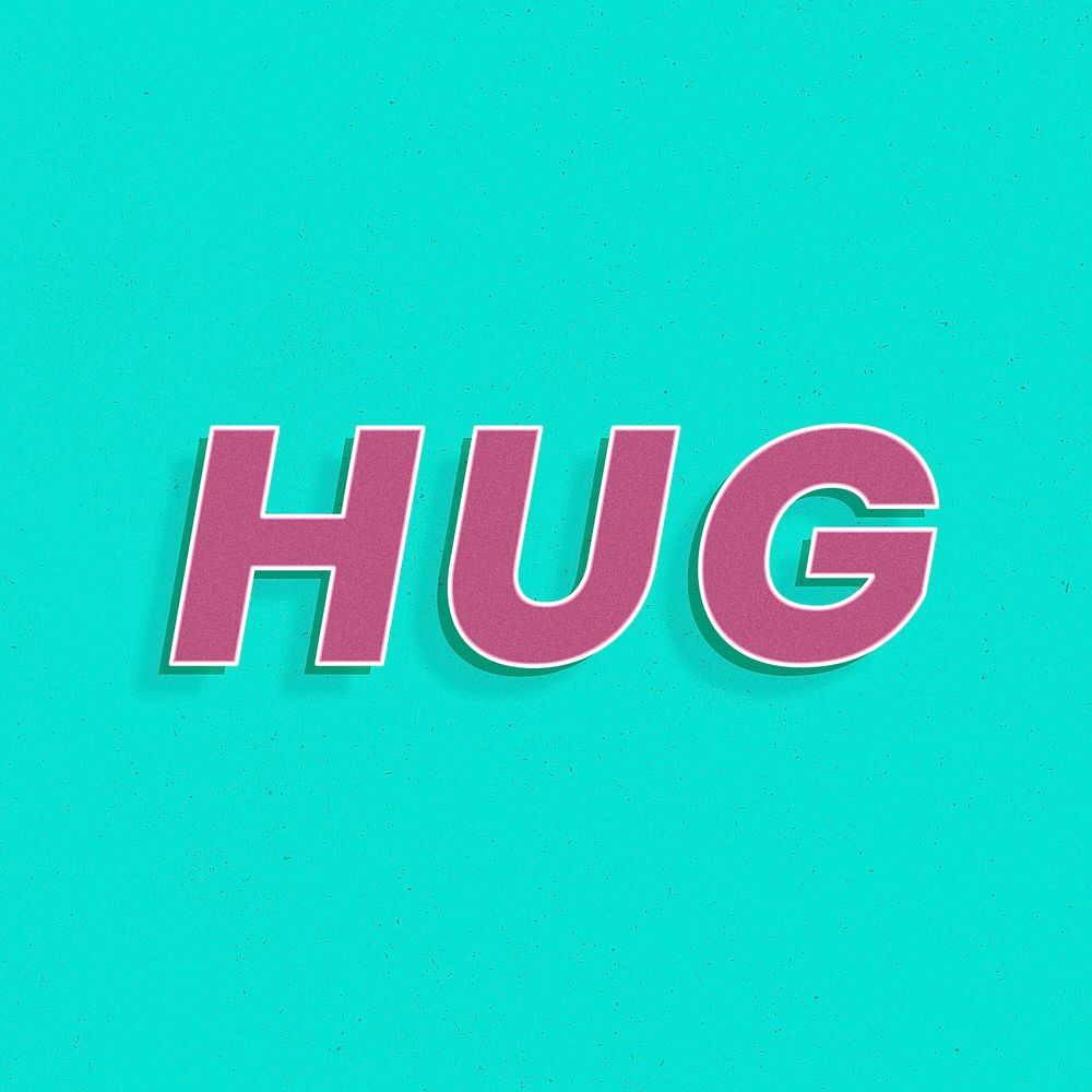 Hug retro typography word art bold font