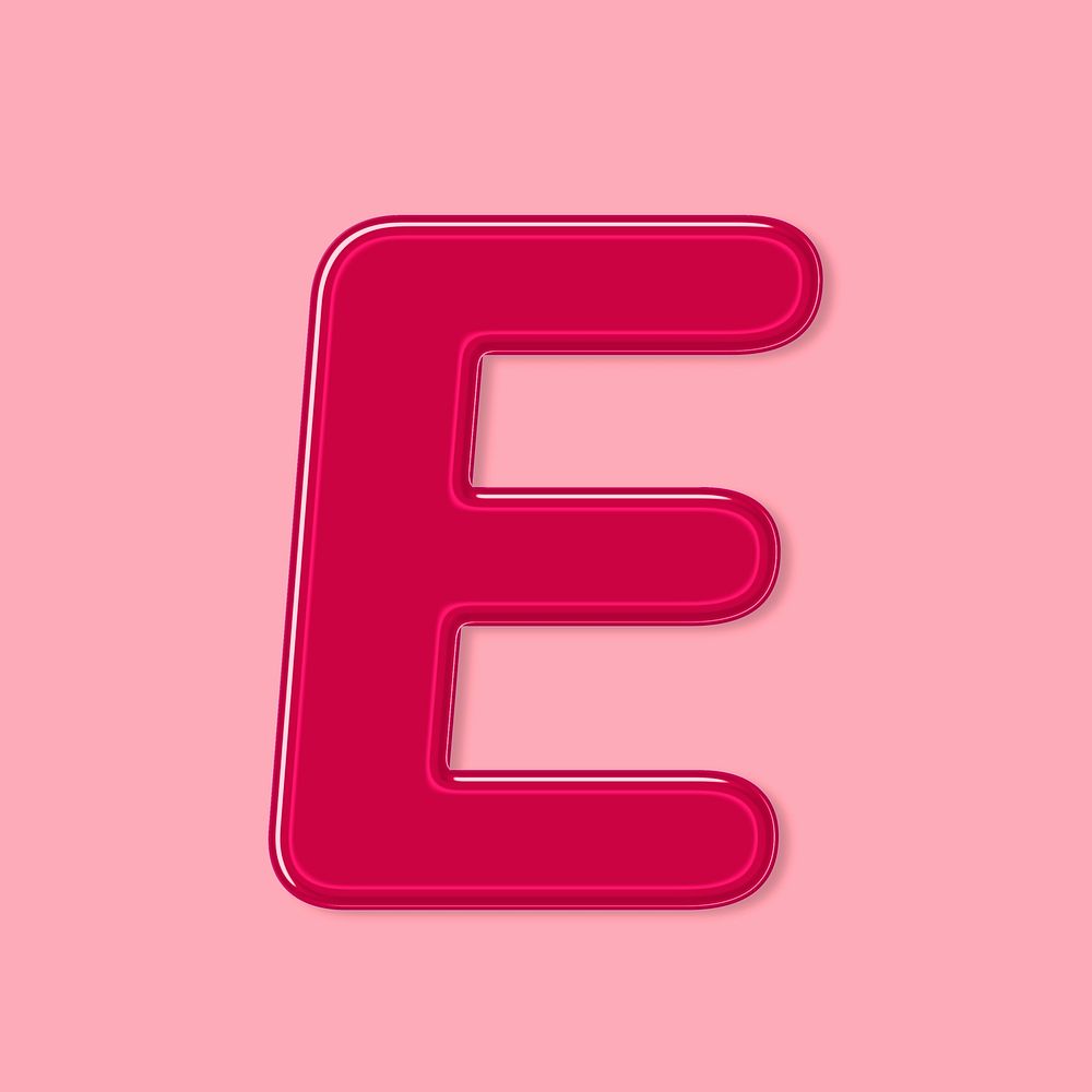 Jelly letter E glossy psd typography