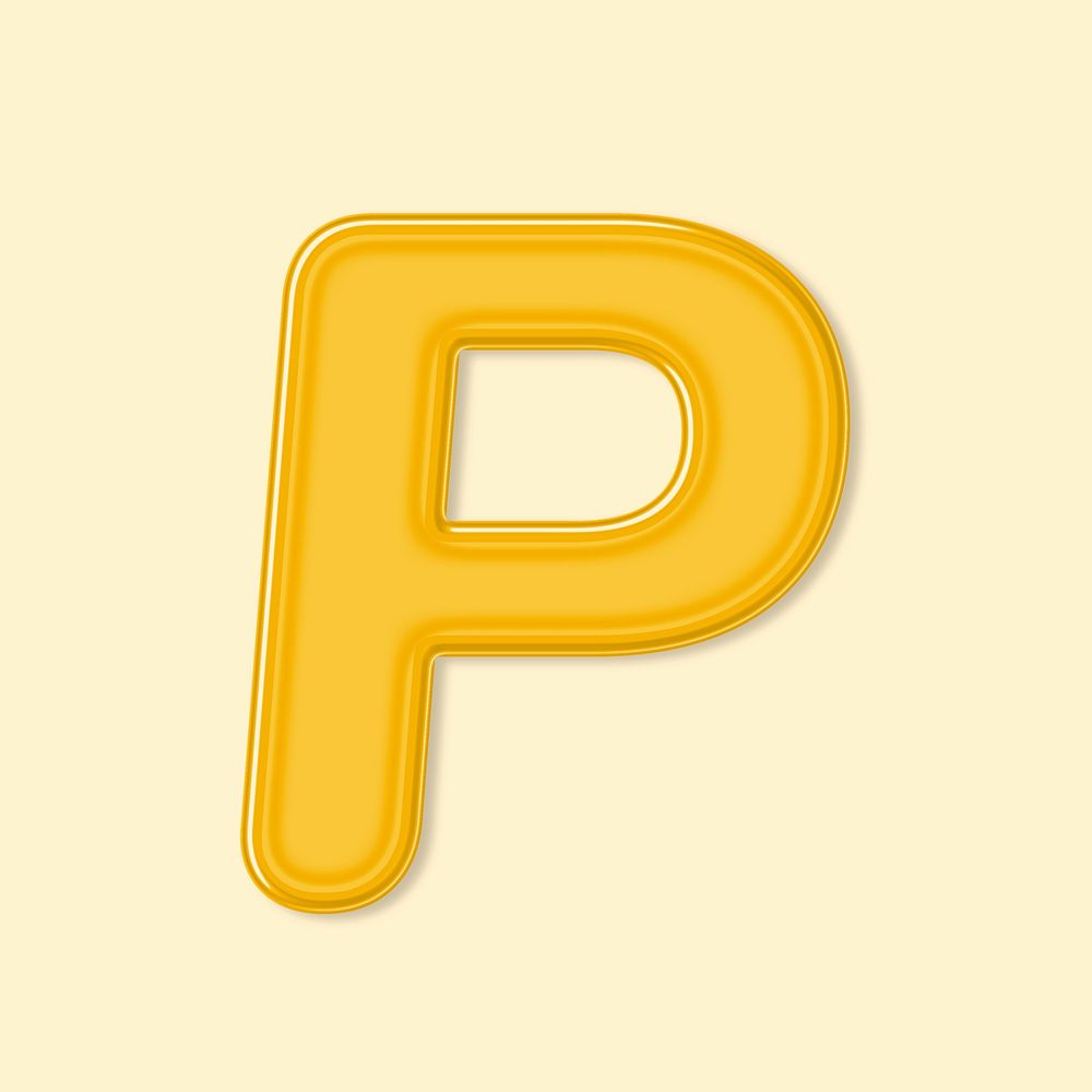 Bold jelly embossed letter P psd typography