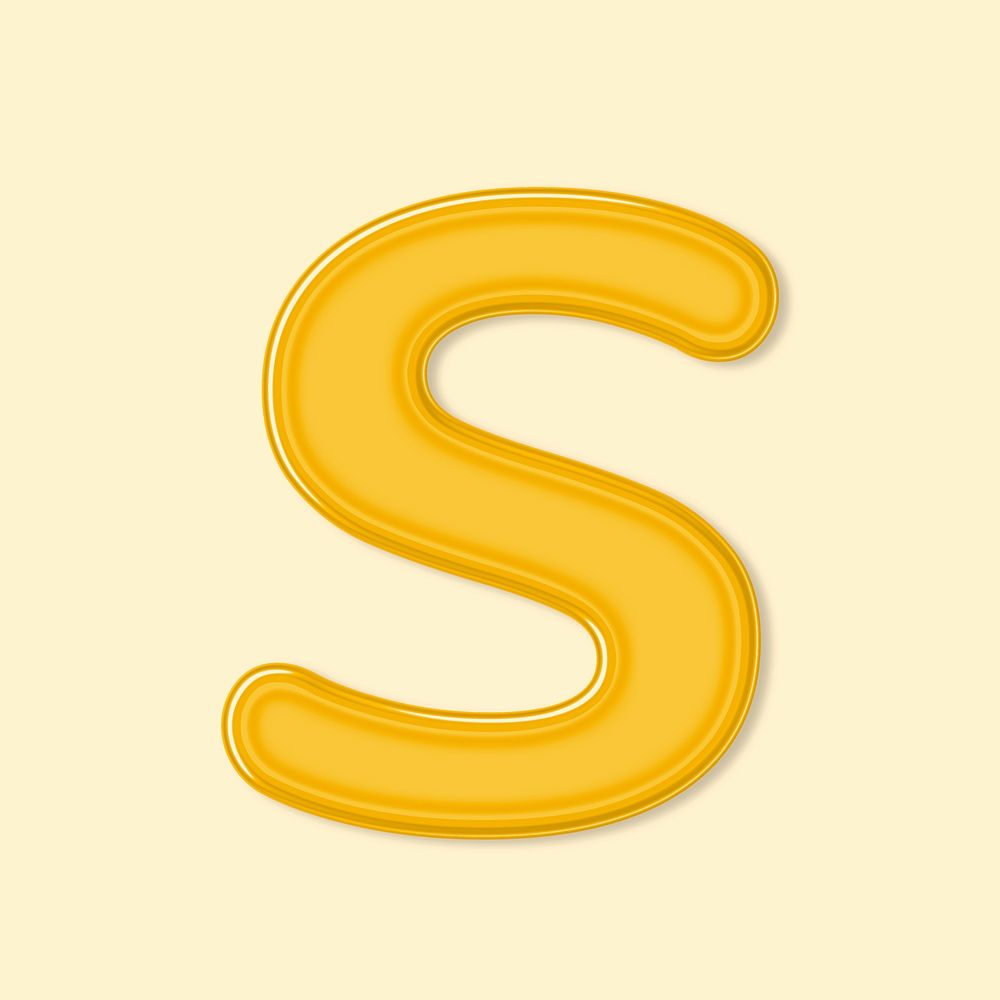 Bold jelly embossed letter S psd typography