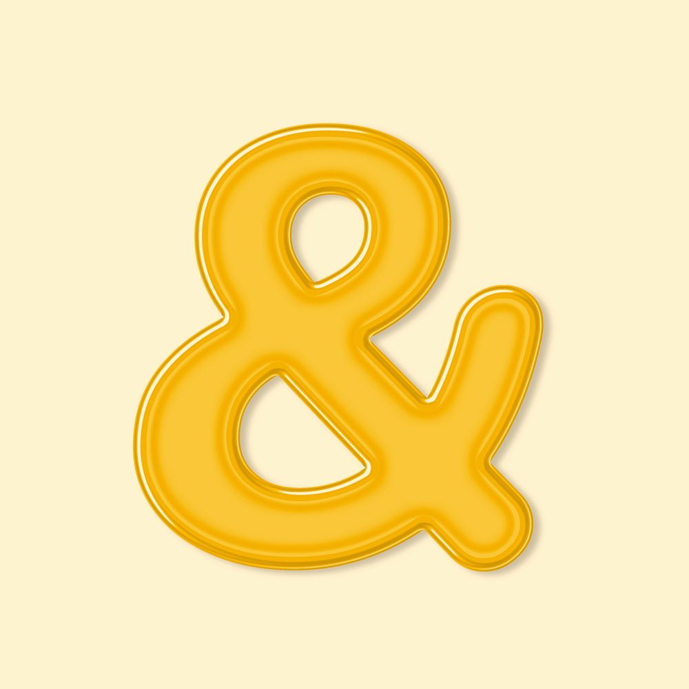 Jelly bold embossed ampersand sign psd typography
