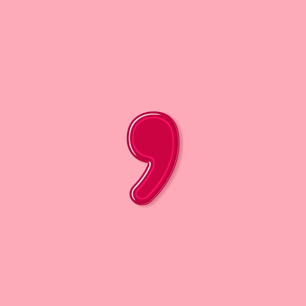 Jelly bold embossed psd comma sign typography