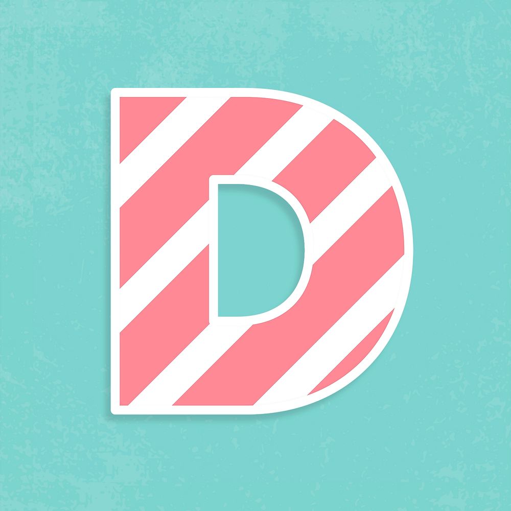 Psd letter d pastel striped font
