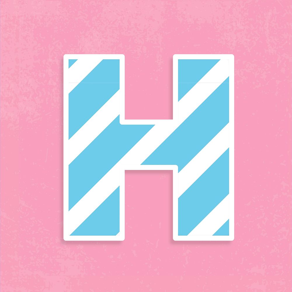 Psd letter h pastel striped font