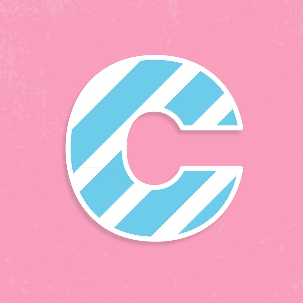 Psd letter c pastel striped font