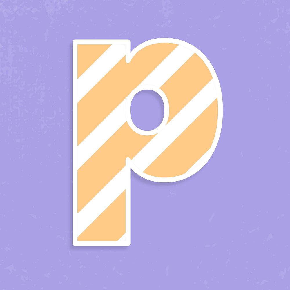 Psd letter p pastel striped font